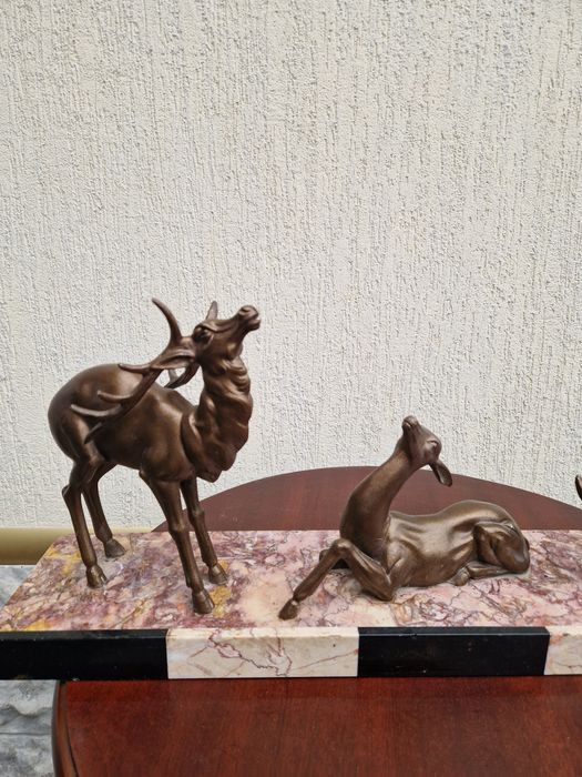 Прекрасна голяма антикварна френска фигура скулптура композиция