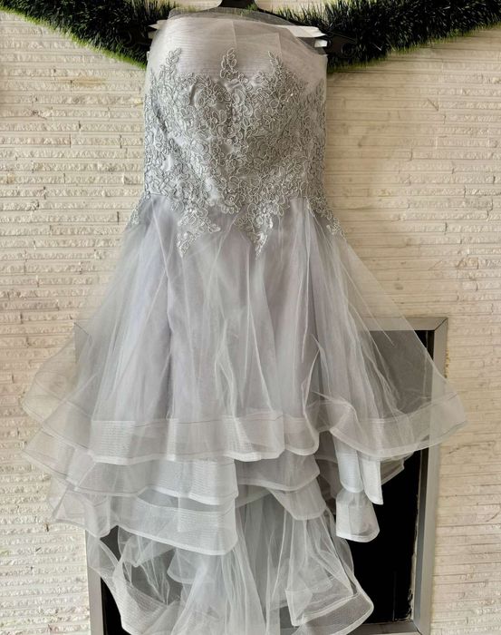 Нежна бална рокля-светлосиньо/сиво