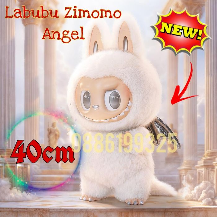 Голямо Labubu Zimomo Angel 38cm Лимитирана серия Лабубу Зимомо бяло