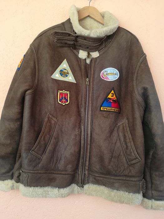 Geaca piele bărbați blana Aviator Raker Xl