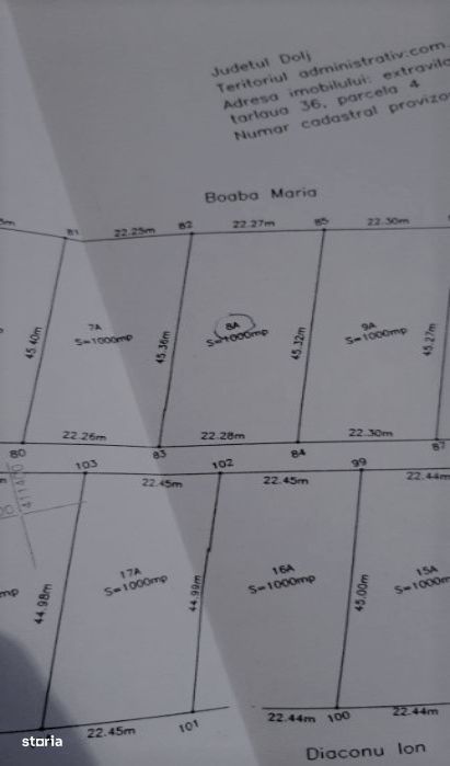 Teren Intravilan construibil 1.000mp - zona Ghercești/Craiova