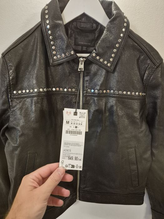 Geaca piele naturală ZARA NOUA Bărbați