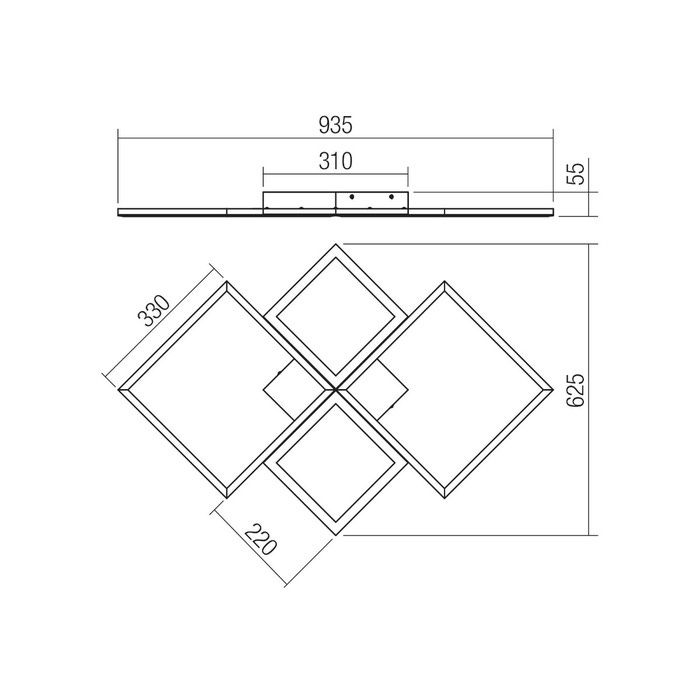 Plafoniera LED + LED RGB Antenna 05-1028, 43 W, 3500 lm, telecomanda