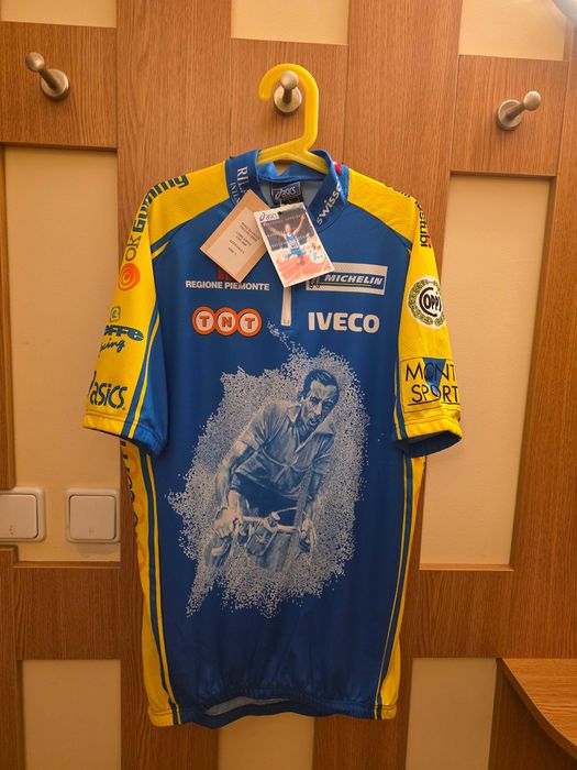 Fausto Coppi оригинална колоездачна фланелка винтидж, специално колекционерско издание, нова, размер L, Asics.