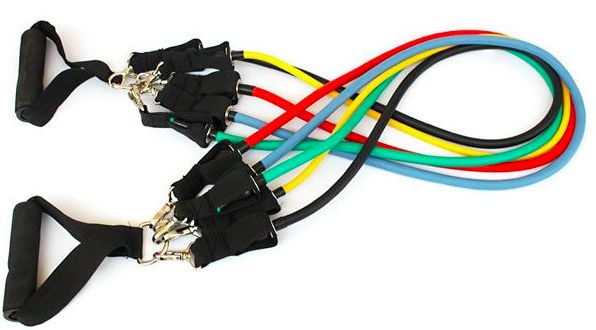 Универсальный эспандер резиновый трубчатый с ручками (комплект) с до