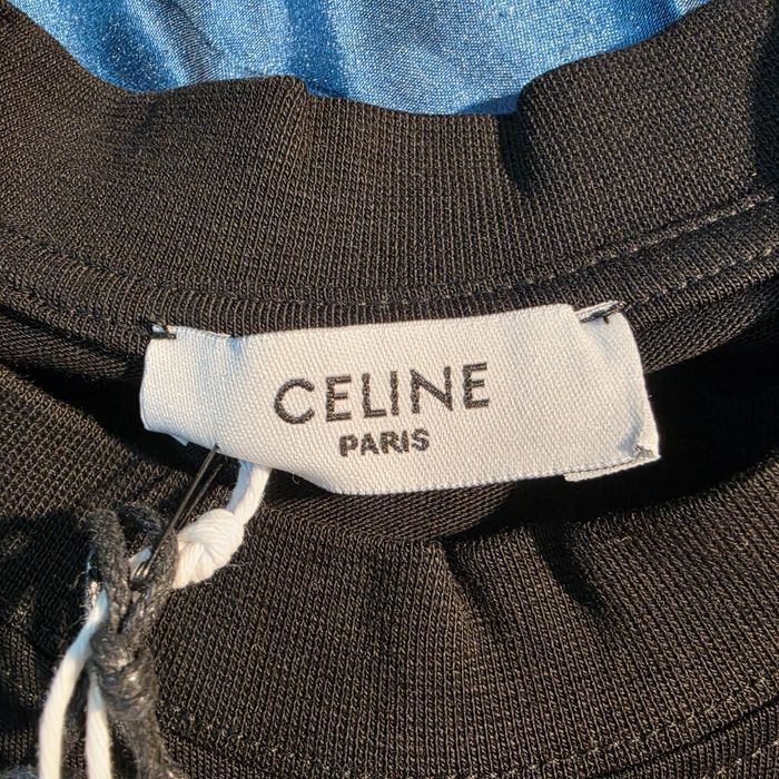 Tricou Celine negru, bumbac, unisex. marimi S-XXL. Farfetch, nou cu eticheta