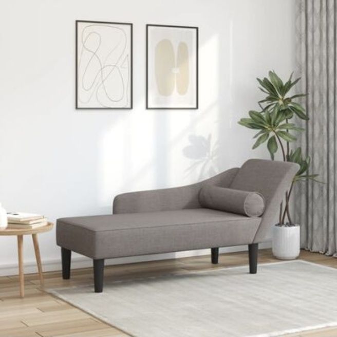Şezlong cu perne, gri taupe, material textil