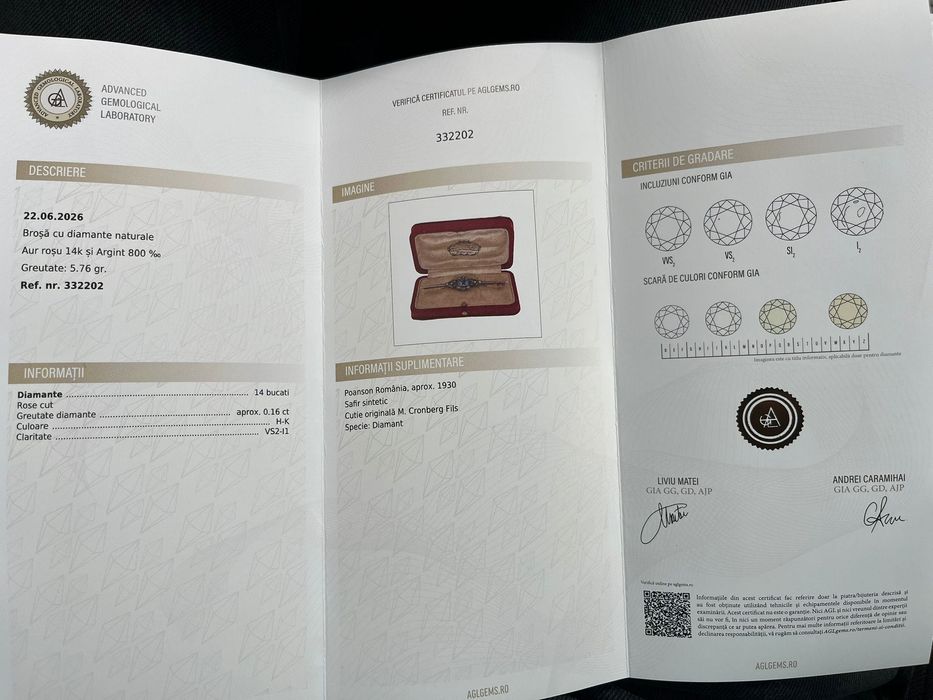Broșă regală antică Belle Époque – Furnizor al Curții Regale a României (M. Cronberg Fils)