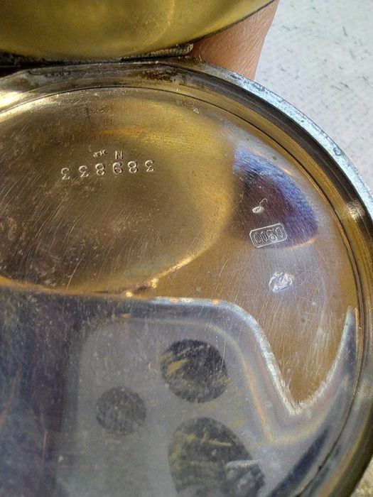 Ceas buzunar functional , carcasa argint aurit