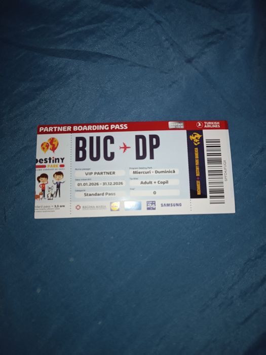 Bilet Destiny Park Partner Boarding Pass