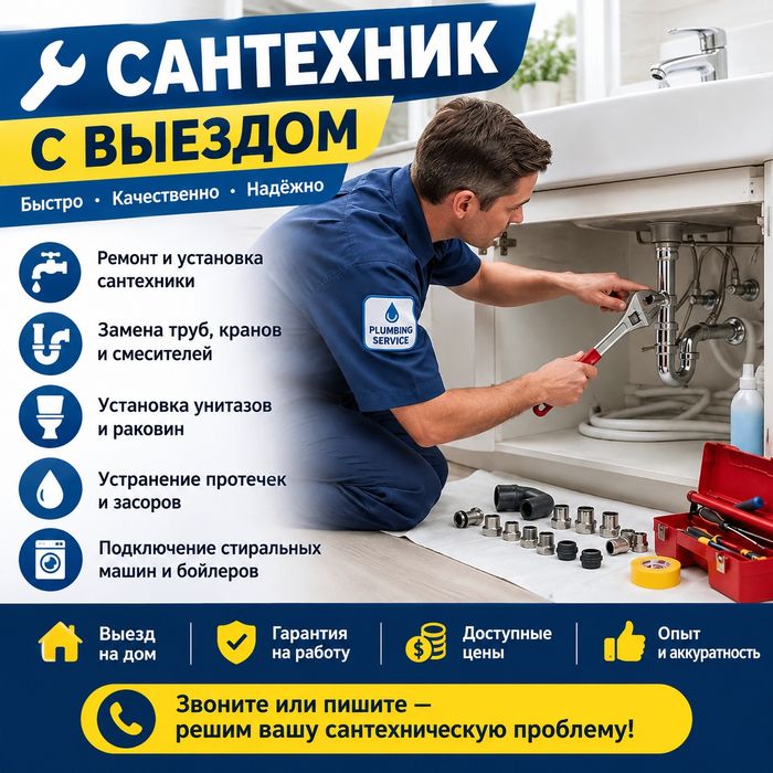 Опытный Сантехник приедет за 15минут.