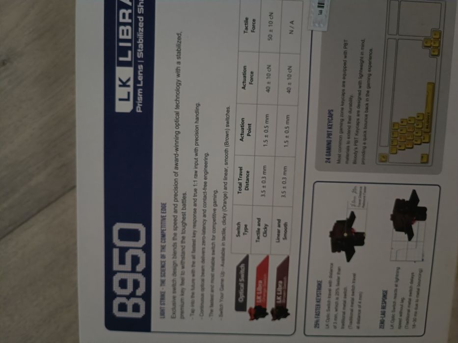 Клавиатура A4Tech Bloody B950 синий