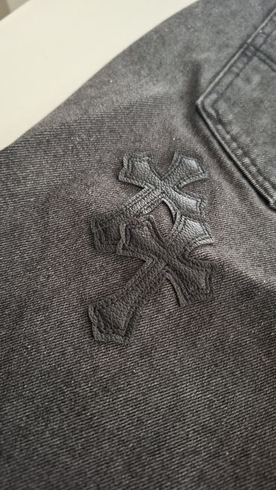 Blugi Scurti Chrome Hearts Negrii cu Cruci Negre, Marimea 36