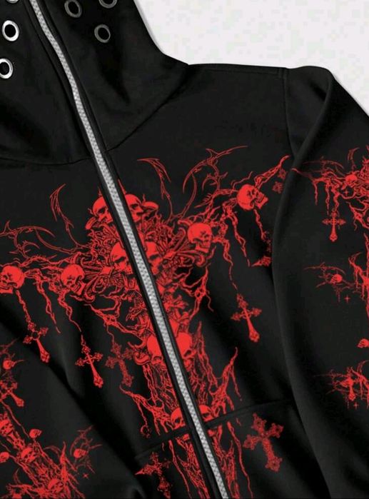 Нов Суитчър худи пънк Street яке горнище с Качулка и Цип, Есен/Зима L