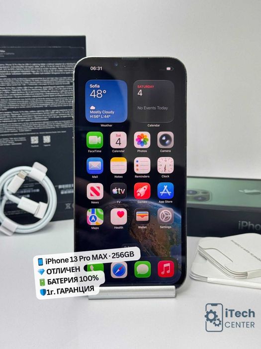 iPhone 13 Pro MAX 256GB Green, 100% батерия, ОТЛИЧЕН, 1г. ГАРАНЦИЯ!