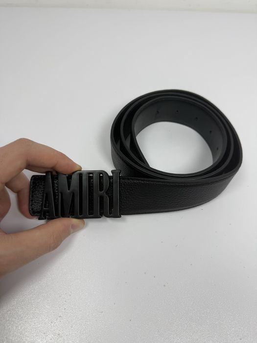 Curea AMIRI Negră - Piele, Cataramă Logo Mată - Nouă