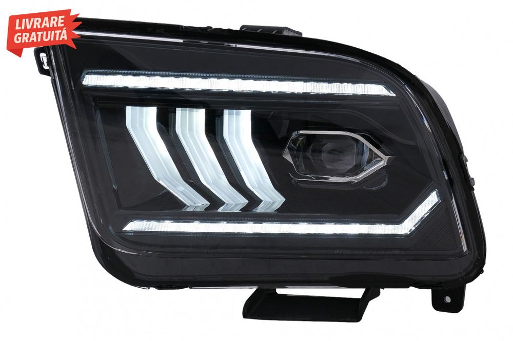 Faruri Full LED Ford Mustang V Pre-Facelift (2005-2009) Negru cu Semna