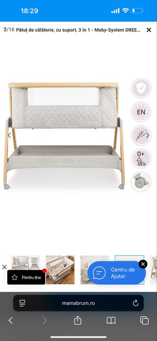 Patut de calatorie/co-sleeping cu suport Moby-System DREEMY