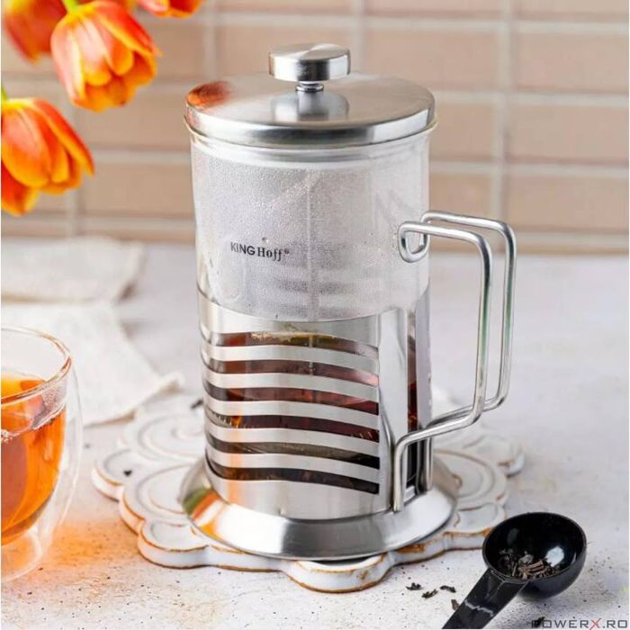 Infuzor pentru ceai si cafea, ceainic presa, capacitate 600 ml, din