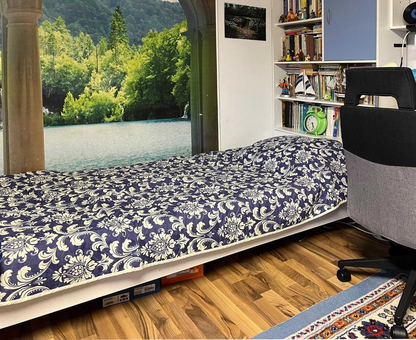 Vând pat cu bibliotecă