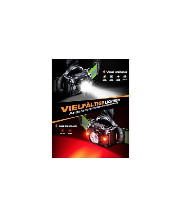 Lampa de alergare pentru piept cu banda reflectorizanta, 500 lumeni