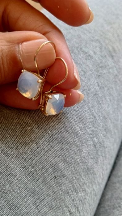 Златни обеци с камъни Аквамарин