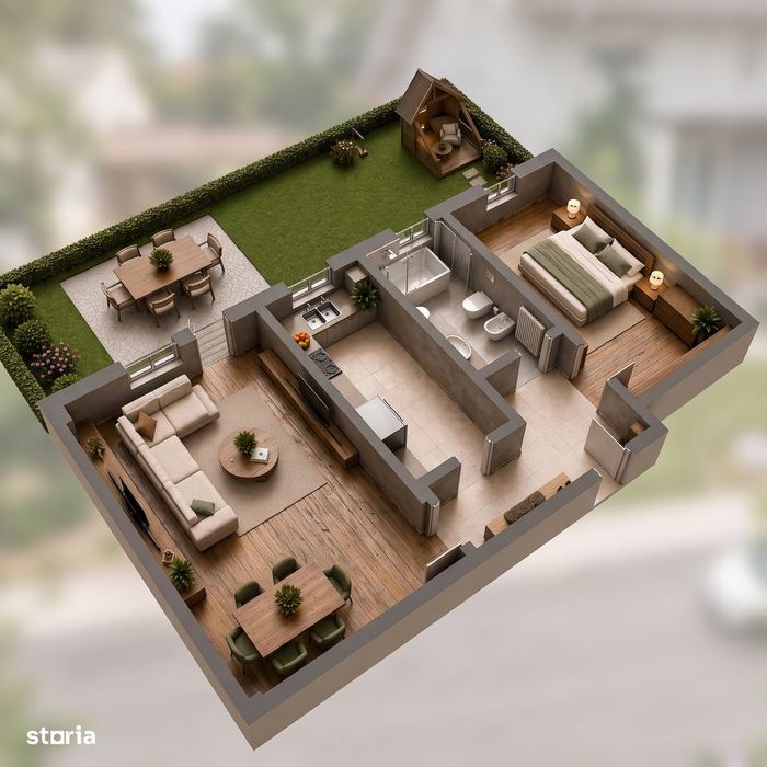 Apartament 2 camere + Curte, Loc de parcare, Incalzire in pardoseala