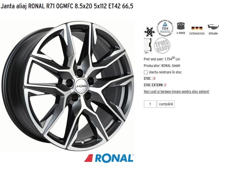 Jante aliaj Audi Q7 Jante 20 VW Tiguan Ronal