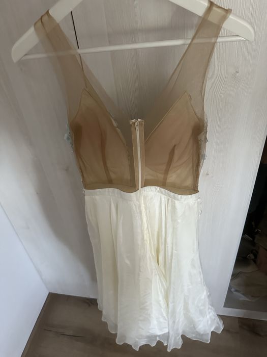 Rochie ocazie alb/turcoaz