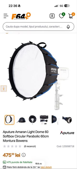 Aputure Amaran Light Dome 60 Softbox Circular Parabolic 60cm Montura Bowens