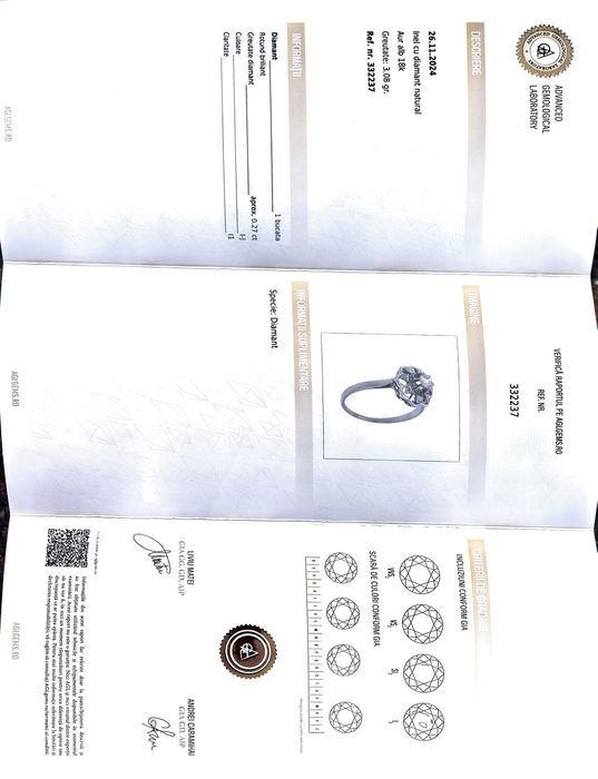 Inel vintage superb din aur de 18K și un diamant de 0.27 ct cu certifi