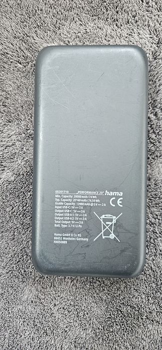 Преносима батерия power bank 20000max/74wh hama