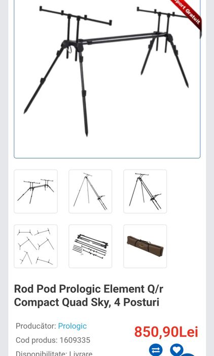 Rod Pod Prologic Element Q/r Compact Quad Sky,4 Posturi