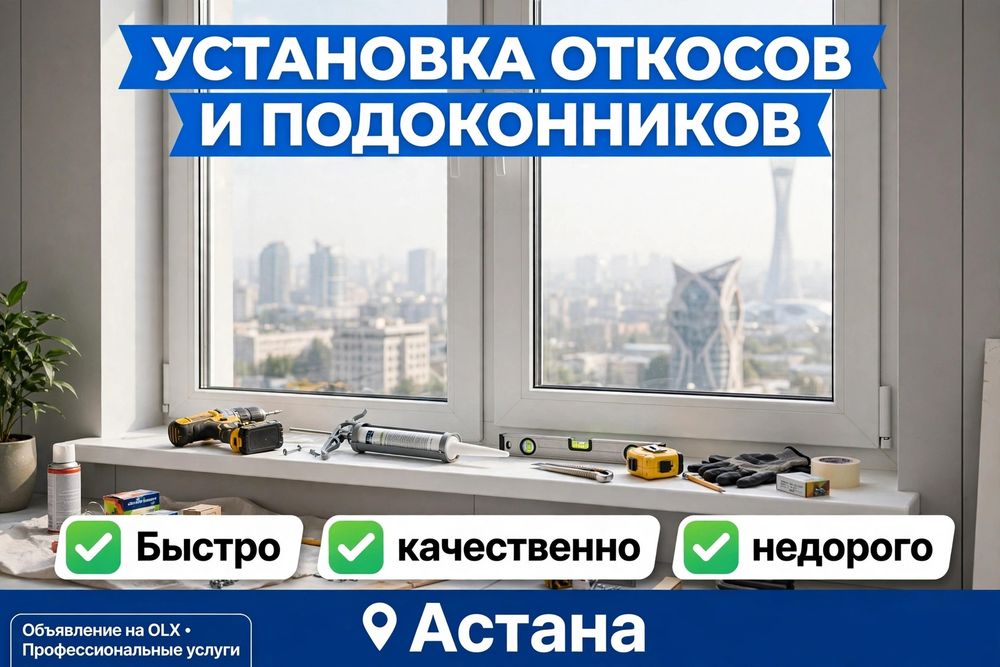 Пластиковый откос подоконник установка