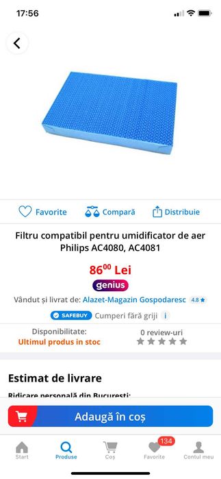 Purificator aer&umidificator 2in1 Philips AC4080 2xfiltru Hepa+carbune