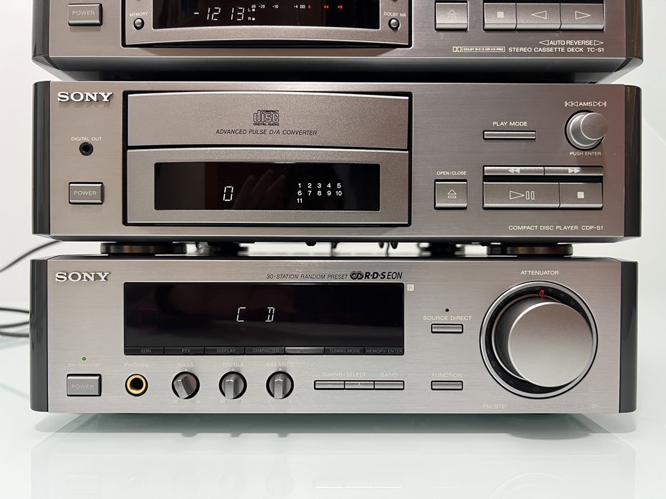 Linie Sony S1 Scala,  STR-S1, Deck TC-S1, CD Player CDP-S1, MiniDisc