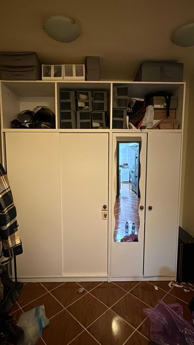 Dulap hol mare Ikea Kleppstad alb cu adăugări