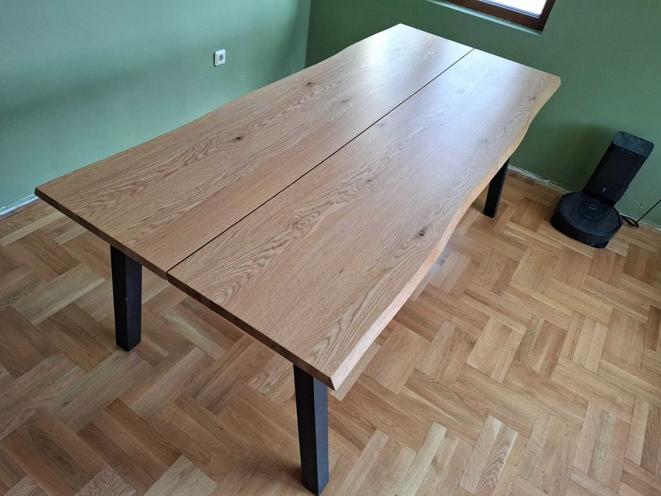 Кухненска маса ROSKILDE/ROSLEV 95x200 цвят нат.дъб/черно