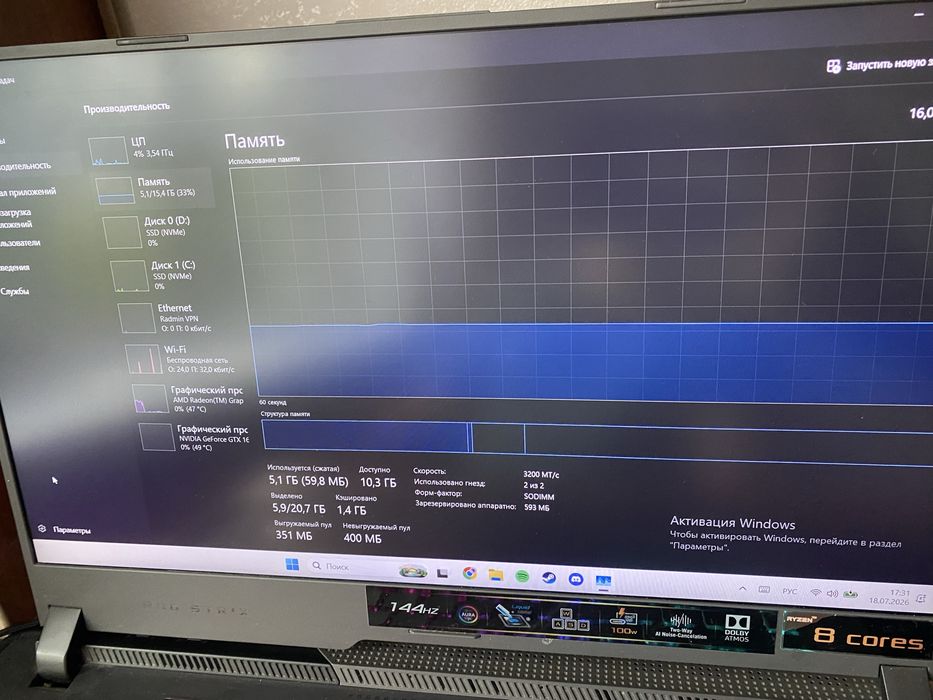 Продается ноут asus rog g513ih