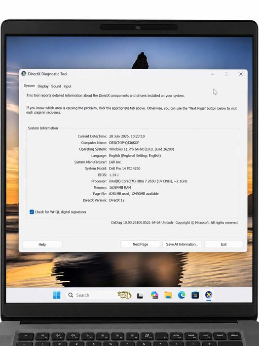 Laptop Dell Pro 14 Ultra 7 265U, 16GB, SSD 512GB