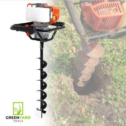 Моторен свредел за дупки GreenYard -52куб.см + свредло φ150 mm