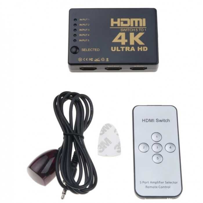 HDMI 5 to 1 Splitter + пульт