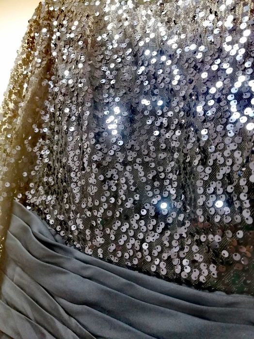 Rochie de seara eDressit S eleganta satin si bumbac cu paiete cu DEFECT