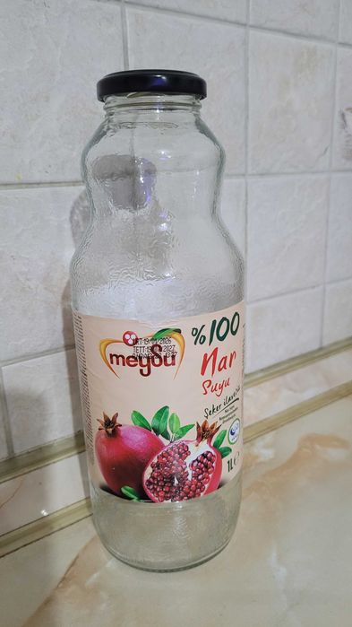 стъклени бутилки, шишета 1 л.