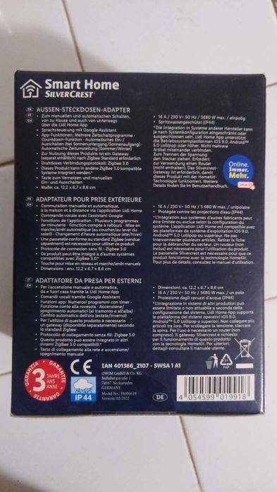 Livarno Smart Home Zigbee умен контакт за ползване на открито
