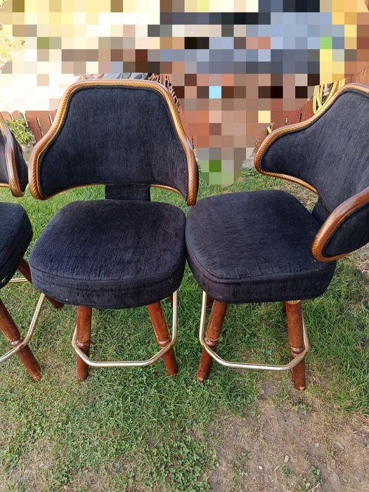 Scaune bar vintage capitonate negru