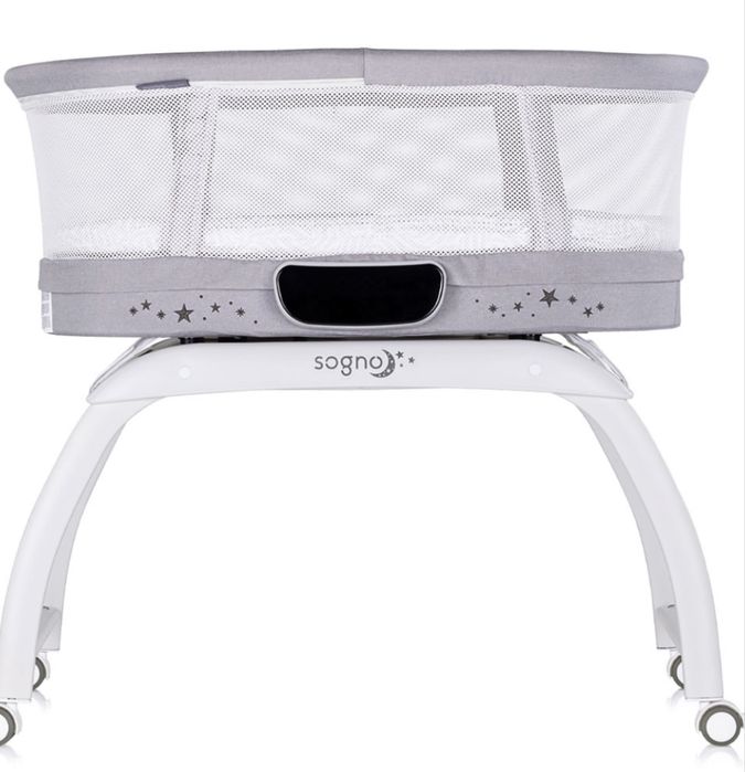 Chipolino - Преносима кошара-люлка с LED дисплей Sogno, сива