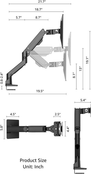 BEWISER Регулируемо рамо за ултраширок монитор, за 34-49 инча, до 20кг