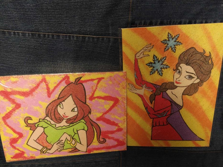 Пясъчни картини с героите от Winx и Снежното кралство