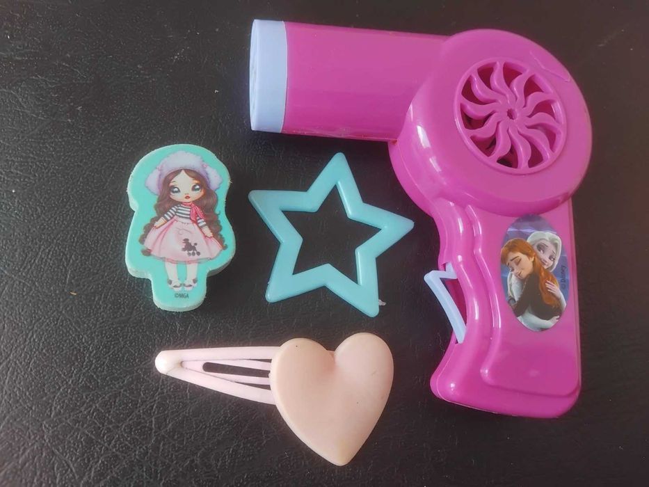 Комплект за момиченце -сешоар за кукли, фиба , шаблон звезда, гумичка